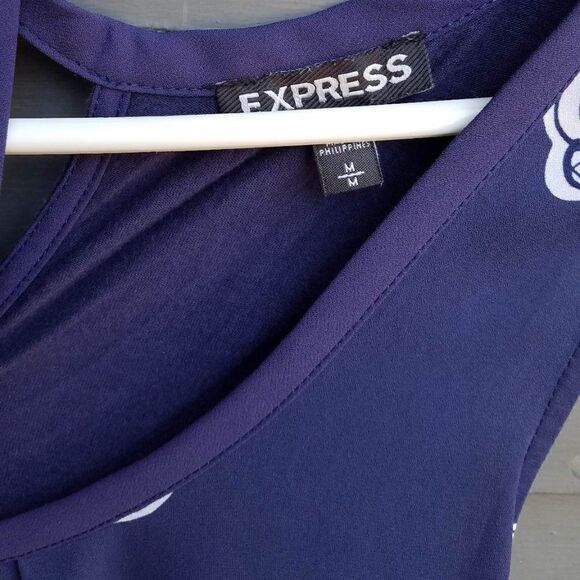 Express Blue Floral Top with Ties size Medium - Picture 2 of 7